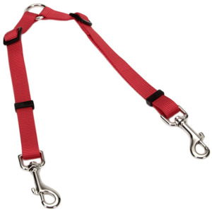 Dog Collars Dog Harnesses And Leads: Coastal Nylon Adjustable Lead Coupler - Red