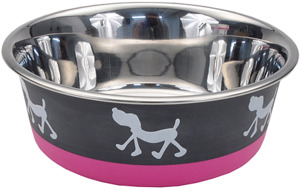 Bergan Maslow Stainless Steel Dog Bowl - Pink Pup 3.5cup