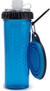 Dog Bowls And Feeding: Dexas Snack Duo Portable Dog Water Bottle and Bowl - Pro Blue