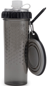Dexas Snack Duo Portable Dog Water Bottle and Bowl - Light Grey