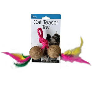 Jute Ball with Feather Cat Toy