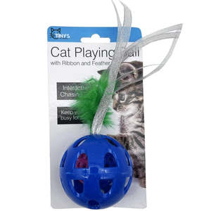 Cat Toys And Scratchers: Cat Ball Toy with Ribbon and Feather