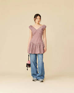 Size 6: RUBY - Selma Mini Dress in Merlot Gingham