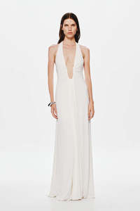 Misha - Jennifer Cupro Maxi Dress in White
