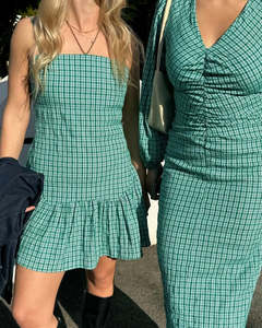 Size 6: RUBY - Trulli Mini Dress in Aqua Check