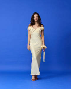 RUBY - Raquel Satin Gown in Butter
