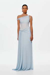 Size 8: Misha - Sisal Mesh Maxi Dress in Dove
