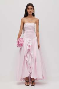 AJE - Violette Bubble Hem Maxi Dress in Pastel Pink