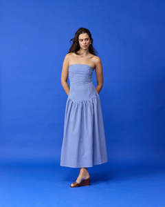Size 10: RUBY - Trulli Maxi Dress in Cobalt Gingham