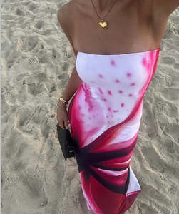 Size 10: With Harper Lu - Strapless Slip Dress in Fuchsia Mosaic