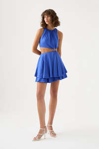 AJE - Holt Cut Out Ring Mini Dress in Marine Blue