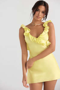 House of CB - Tink Buttercup Satin Ruffle Mini Dress
