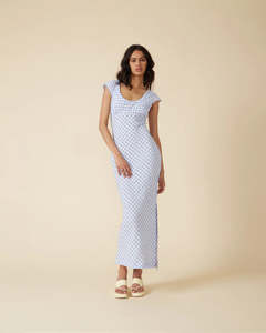 Midi Dresses: RUBY - Prism Midi Dress in Periwinkle Gingham