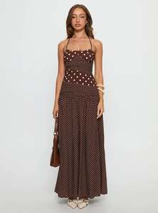 Princess Polly - Marguerite Halter Maxi Dress in Brown