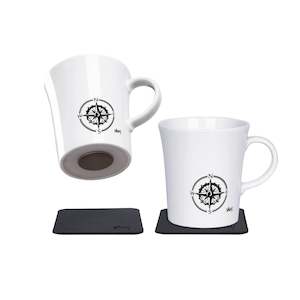 Silwy: Porcelain Magnetic Handle Cups Travel Lust - Pads in BLACK - by Silwy
