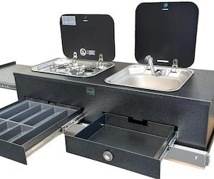 570mm wide Tunnel Boot Draw Slide with Kitchen x 1200mm Long