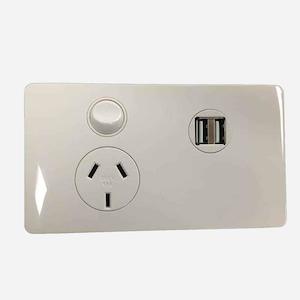 Cms: CMS Power Outlet Single N-W + Dual 4A USB W-12vdc Terminal for Caravan 240 Electrics J series