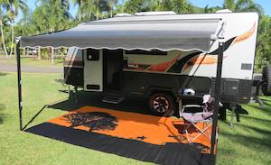 Caravan Camping Mat Outback Style Rust Black
