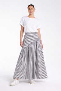 New: Striped Asymmetric Ruffle Skirt