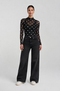 New: Sheer Polka Dot Mesh Top