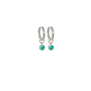 Earrings: May Huggies (Green Onyx)