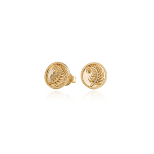 Earrings: Fern Coin Studs (Strength) - Gold