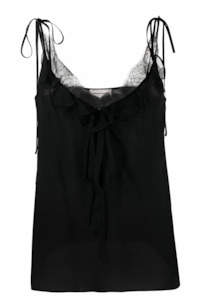 Brand: Alexander McQueen ruffle-neck lace detail vest top