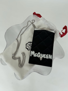 Brand: Alexander Mcqueen Phone Case On Chain in Black Leather calf leather - BRAND NEW