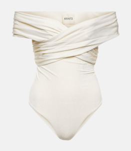 Sale: KHAITE Rafael off-shoulder crêpe bodysuit -BRAND NEW WITH TAGS