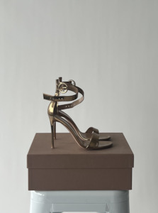 Gianvito Rossi Gold Leather Portofino Ankle Strap Sandals