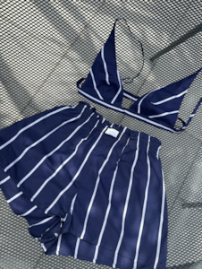 Yaitte Navy Stripe Co-ord Set – Shorts & Triangle Top