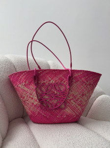 1000 1999: Loewe Raffia Pink Wicker Basket Tote 2023