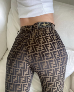Bottoms: Fendi Zucca Print High-Waisted Jeans