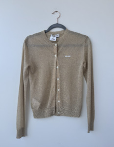 Miu Miu Gold Lamé Knit Cardigan