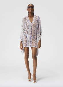 500 999: Missoni Zigzag Crochet Short Kaftan Cover-Up with Lurex
