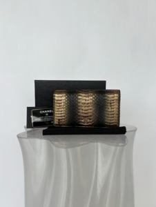 Chanel Black/Bronze Snakeskin CC Yen Wallet - FULL SET