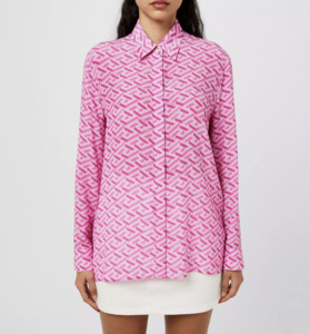 Versace: Versace La Greca Print Shirt Blouse