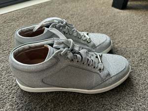100 300: Jimmy Choo Silver Glitter Sneakers