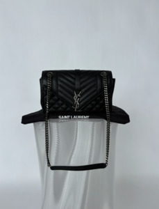 Yves Saint Laurent Medium Envelope Bag in Black Quilted Leather
