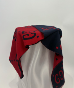 500 999: Gucci GG Jacquard Wool Silk Scarf – Red/Navy (Reversible)