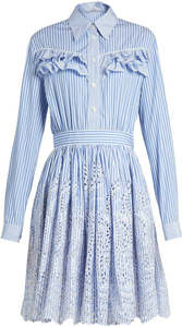 Miu Miu - Long sleeve blue and whites stripped summer dress