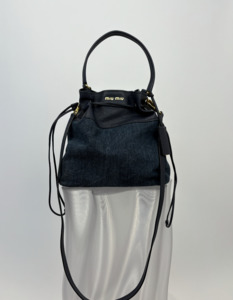 500 999: Miu Miu Denim and Leather Bucket Bag