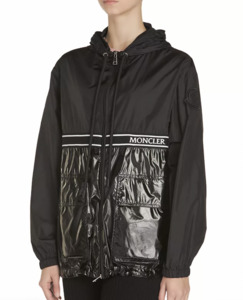 Moncler Komoe Hooded Mixed Media Jacket in Black