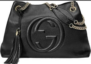 1000 1999: Gucci Soho Medium Black Leather Chain Shoulder Bag Tote