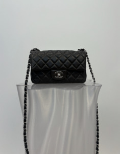 Chanel Mini Flap Bag in Dark Grey Lambskin