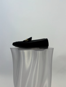 Gucci “Jordaan” Velvet Loafers in Black with Gold Hardware - FULL SET