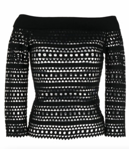 Alaia: Alaïa Open-Knit Off-Shoulder Longsleeved Top