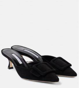 Manolo Blahnik Maysale 50 in Black Suede - FULL SET