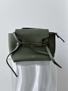 500 999: Celine Mini Belt Bag in Khaki Calfskin
