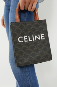 Celine Triomphe Coated Canvas and Leather Mini Vertical Cabas Tote